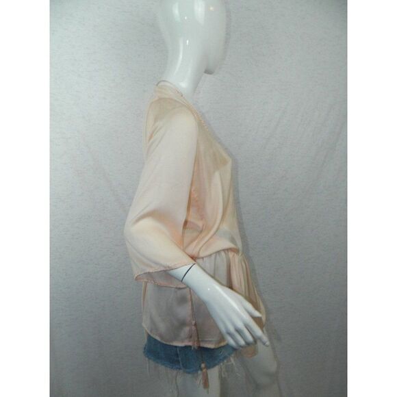Ecru Lab Shirt Peach Orange Silky Tunic with Tassels Size Small‎ - Picture 4 of 12